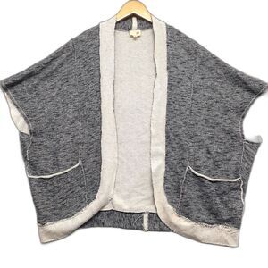 Joh Apparel Women Sz M/L Gray Cardigan Distressed Pockets Oversized Sleeveless